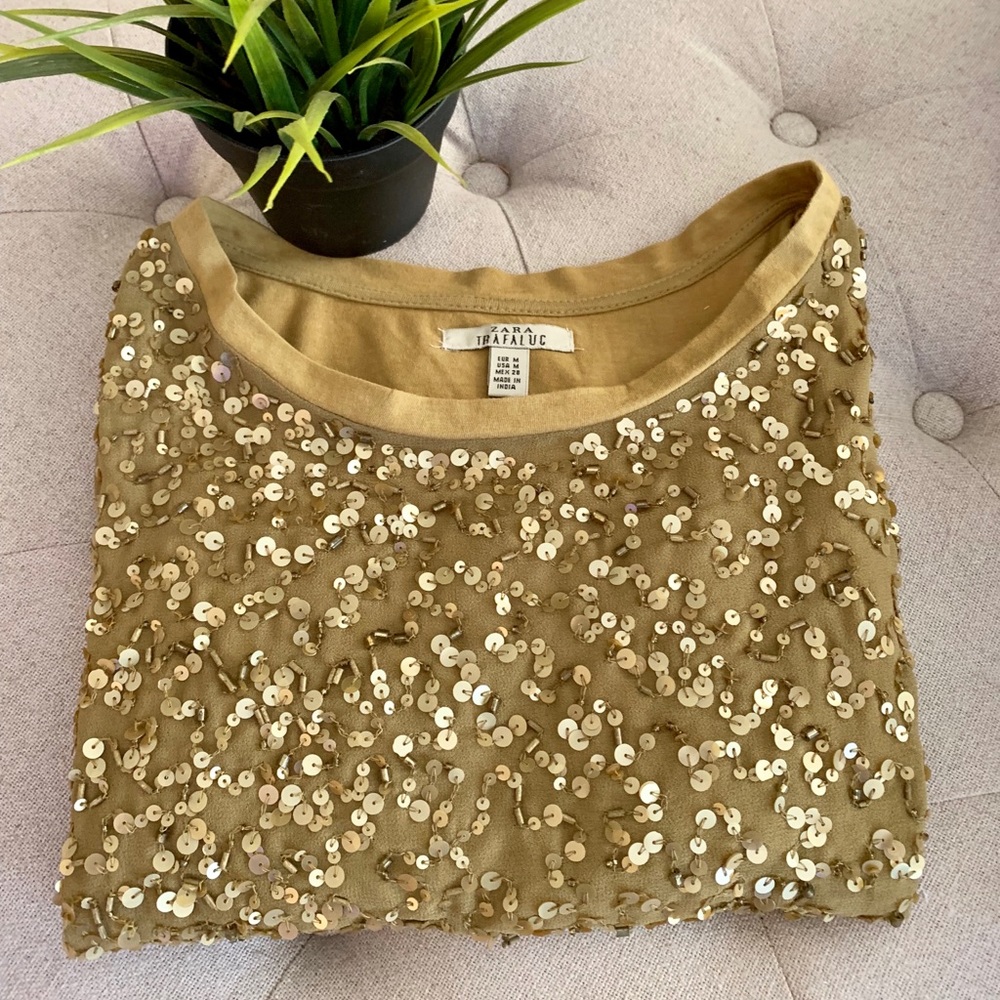 🥂💃ZARA trafaluc sequin shirt. Sz M